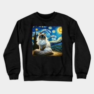 Ragdoll Starry Night Inspired - Artistic Cat Crewneck Sweatshirt